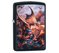 Zippo Briquet de Poche en Laiton, Dragon Rouge Mat Noir, 1 unité (Lot de 1)