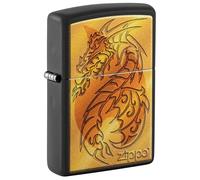 Zippo Briquet de Poche Noir Mat Flame and Dragon
