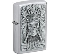 Zippo Briquet satiné finition Emblème indien tête de mort 2007659 indien