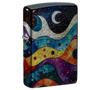 Zippo Briquet tempête Abstract Space, Espace Abstrait, Chrome Vieilli 540°, Fusion, Rechargeable, réutilisable, Design Coupe-Vent, boîte Cadeau, fabriqué aux États-Unis
