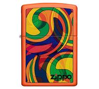 Zippo Briquet Tempête - Abstrait Coloré - Finition Orange Mate avec Color Image - Rechargeable - Réutilisable - Design Coupe-Vent - Coffret Cadeau - Fabriqué aux États-Unis