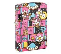 Zippo Briquet Tempête - Géométrie & Marbre - Verre Mercuré, Image Couleur - Rechargeable, Garanti à Vie - Ajustable - Boîte Cadeau, Métal - Fabriqué aux USA