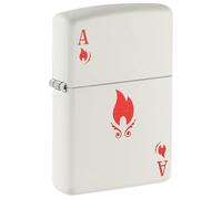 Zippo Briquet tempête Ace, as, Blanc Mat, Image Couleur, Rechargeable, réutilisable, Design Coupe-Vent, boîte Cadeau, fabriqué aux États-Unis