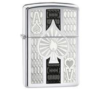 Briquet essence Zippo as de pique chromé - chance et poker