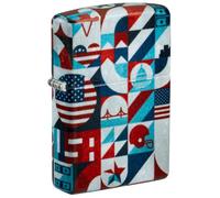 Zippo Briquet tempête American Icons, icônes américaines, 540°, image couleur, rechargeable, réutilisable, design coupe-vent, boîte cadeau, fabriqué aux États-Unis