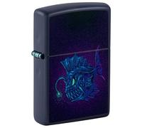 Zippo Windproof Lighter - Angler Fish Design Black Light Navy Matte - Rechargeable à Vie - boîte Cadeau - Construction métallique - Made in USA