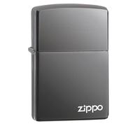 Zippo - Briquet tempête avec Logo, Design Noir (Black Ice), modèle de Base, Gravure Laser, Rechargeable, réutilisable, Design Coupe-Vent, boîte Cadeau, fabriqué aux États-Unis