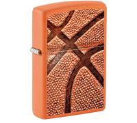 Zippo Briquet tempête Basketball, basket-ball, orange mat, imprimé texturé, rechargeable, réutilisable, design coupe-vent, boîte cadeau, fabriqué aux États-Unis