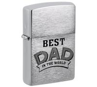 Zippo Windproof Lighter - Best Dad Design Brushed Chrome - Rechargeable à Vie - boîte Cadeau - Construction métallique - Made in USA