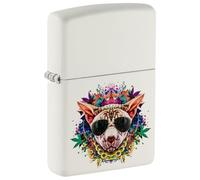 Zippo Briquet Tempête - Cannabis Cat Design - Blanc Mat, Color Image - Rechargeable - Réutilisable - Design Coupe-Vent - Coffret Cadeau - Fabriqué aux États-Unis