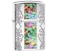 Zippo Briquet tempête - Classy Shell Finition Armor Chrome Brillant Poli Miroir, Gravure Profonde/Fusion - Rechargeable - Réutilisable - Design Coupe-Vent - Boîte Cadeau - Fabriqué aux États-Unis