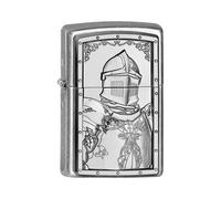 Zippo Briquet tempête - Conte de Chevalier - Argent antique - Rechargeable - Réutilisable - Design coupe-vent - Boîte cadeau - Fabriqué aux États-Unis