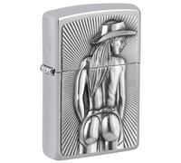 Zippo Briquet tempête - Cow Girl, Finition chrome haute brillance, emblème - Rechargeable - Réutilisable - Design coupe-vent - Boîte cadeau - Fabriqué aux États-Unis
