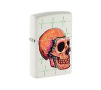 Zippo Briquet Tempête - Crâne Futuriste - Chrome Brossé & Motif - Rechargeable, Garanti à Vie - Flamme Ajustable - Boîte Cadeau - Métal - Fabriqué aux USA, Unique