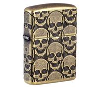 Zippo Briquet tempête - Crâne - Laiton Antique - MultiCut - Rechargeable - Réutilisable - Design Coupe-Vent - Boîte Cadeau - Fabriqué aux États-Unis
