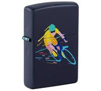 Zippo Briquet tempête - Cycliste - Bleu Marine Mat - Image Couleur (2 côtés) - Rechargeable - Réutilisable - Design résistant au Vent - Boîte Cadeau - Fabriqué aux États-Unis