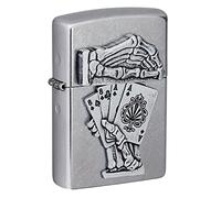 Zippo Lighter, Brass, Street Chrome Dead Mans Hand Emblem, One Size 49536