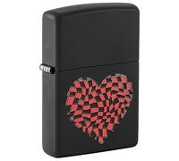 Zippo Briquet Tempête - Design Cœur - Noir Mat, Image Rouge - Rechargeable - Réutilisable - Design Coupe-Vent - Coffret Cadeau - Fabriqué aux États-Unis