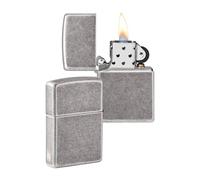 ZIPPO - Modèle Flamme Zippo - Antique Silver - Laser Engrave - Briquet Coupe-Vent, Rechargeable, dans Une boîte Cadeau de Haute qualité MP404049 CN421889 Taille Unique