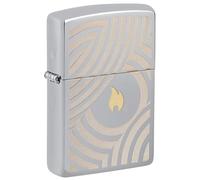 Zippo - Briquet tempête, Design Flamme et Cercles, chromé Haute Brillance, Gravure Laser Two-Tone (Bicolore), Rechargeable, réutilisable, Coupe-Vent, boîte Cadeau, fabriqué aux États-Unis