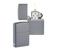 Zippo Briquet Tempête - Design Flamme - Gris Plat - Rechargeable - Réutilisable - Design Coupe-Vent - Coffret Cadeau Fabriqué aux États-Unis - Exclusivité Amazon