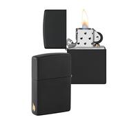 ZIPPO - Modèle Flamme Zippo - Black Matte - Laser Engrave - Briquet Coupe-Vent, Rechargeable, dans Une boîte Cadeau de Haute qualité MP404049 CN421889 Taille Unique