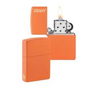ZIPPO - Modèle Flamme et Logo Zippo - Orange Matte - Laser Engrave - Briquet Coupe-Vent, Rechargeable, dans Une boîte Cadeau de Haute qualité 211-095126 Taille Unique