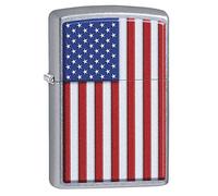 Zippo Briquet tempête - Design Patriotique américain, Street Chrome, Image Couleur - Rechargeable - Réutilisable - Design Coupe-Vent - Boîte Cadeau - Fabriqué aux États-Unis