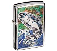 Zippo Briquet tempête - Design Saumon - Chrome Poli, Fusion - Rechargeable - Réutilisable - Design Coupe-Vent - Boîte Cadeau - Fabriqué aux États-Unis