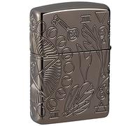 Zippo Briquet Tempête - Design Wicca, Multi Cut - Finition Armor Noir Poli Brillant - Rechargeable - Réutilisable - Design Coupe-Vent - Coffret Cadeau Fabriqué aux États-Unis