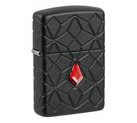 Zippo Briquet tempête Diamond Pattern, motif diamant, noir mat Armor, multi coupe avec cristal accroché, rechargeable, réutilisable, design coupe-vent, boîte cadeau, fabriqué aux États-Unis