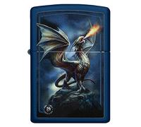 Zippo Briquet Tempête - Dragon Design par Anne Stokes - Finition Bleu Marine Mate - Rechargeable - Réutilisable - Design Coupe-Vent - Coffret Cadeau - Fabriqué aux États-Unis