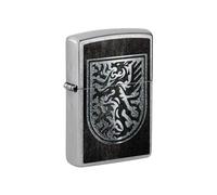 Zippo Briquet Tempête - Dragon Shield - Street Chrome - Rechargeable - Réutilisable - Design Coupe-Vent - Coffret Cadeau Fabriqué aux États-Unis