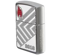 Zippo Briquet tempête - Édition annuelle, Finition Armor Chrome brillant poli miroir, Gravure profonde avec incrustation époxy - Rechargeable - Réutilisable - Design coupe-vent - Boîte cadeau