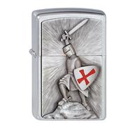 Zippo - Briquet Tempête, Emblème Croisade Victorieuse, Chrome Brossé, Rechargeable, Réutilisable, Résistant Au Vent, Coffret Cadeau, Fabriqué Aux États-Unis