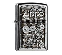 Zippo – Briquet Tempête Engrenages – Chrome satiné, Rechargeable, Boîte cadeau