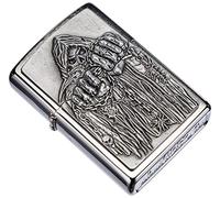 Zippo - Briquet tempête emblème Game Over, Chrome brossé, Rechargeable, réutilisable, Design Coupe-Vent, boîte Cadeau, fabriqué aux États-Unis