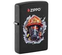 Zippo Briquet Tempête - Firefighter Design - Rechargeable - Coffret Cadeau - Métal - Fabriqué aux USA, Noir