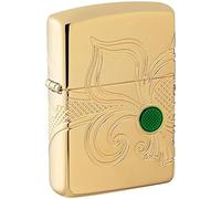 ZIPPO -Fleu De-Lis Design, Multicut, Armor High Polish Brass - Gasoline Windproof Lighter, refillable, in Gift Box