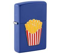 Zippo Briquet tempête - Foodie Frites, Royal Blue Mat, Emblème - Rechargeable - Réutilisable - Design Coupe-Vent - Boîte Cadeau - Fabriqué aux États-Unis