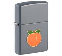 Zippo Briquet tempête - Foodie Pêche - Gris mat - Emblème - Rechargeable - Réutilisable - Design coupe-vent - Boîte cadeau - Fabriqué aux États-Unis