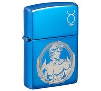 Zippo Briquet tempête God Mercury, Dieu Mercure, Bleu Poli, Image Photo, Rechargeable, réutilisable, Design Coupe-Vent, boîte Cadeau, fabriqué aux États-Unis