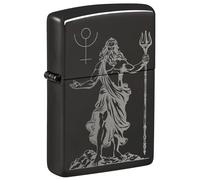 Zippo Briquet tempête God Pluto, dieu Pluton, noir poli, image photo, rechargeable, réutilisable, design coupe-vent, boîte cadeau, fabriqué aux États-Unis