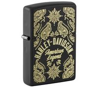 Zippo Briquet tempête - Harley-Davidson - Noir Mat - Gravure Laser - Rechargeable - Réutilisable - Design Coupe-Vent - Boîte Cadeau - Fabriqué aux États-Unis