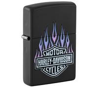 Zippo Briquet tempête Harley-Davidson, noir mat, image couleur, rechargeable, réutilisable, design coupe-vent, boîte cadeau, fabriqué aux États-Unis