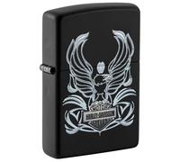 Zippo Briquet tempête - Harley-Davidson - Noir Mat - Image Couleur - Rechargeable - Réutilisable - Design résistant au Vent - Boîte Cadeau - Fabriqué aux États-Unis