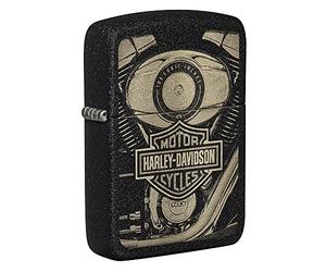 Zippo Briquet Tempête - Harley Davidson - Réplique 1941 avec Finition Noir Craquelé - Rechargeable - Réutilisable - Design Coupe-Vent - Coffret Cadeau Fabriqué aux États-Unis