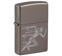 Zippo Briquet Tempête - Homme Qui Court - Image Couleur, Fond Brun - Rechargeable, Garanti à Vie - Flamme Ajustable - Boîte Cadeau - Métal - Fabriqué aux USA