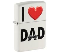 Zippo Briquet Tempête - I Love Dad Model - Finition Blanche Mate avec Impression Texturée - Rechargeable - Réutilisable - Design Coupe-Vent - Coffret Cadeau - Fabriqué aux États-Unis