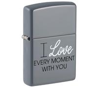 Zippo Briquet Tempête - I Love Every Moment - Gris Plat, Color Image - Rechargeable - Réutilisable - Design Coupe-Vent - Coffret Cadeau Fabriqué aux États-Unis